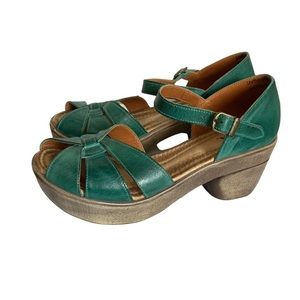JAFA Leather Sandals Green Strappy 39 Handmade